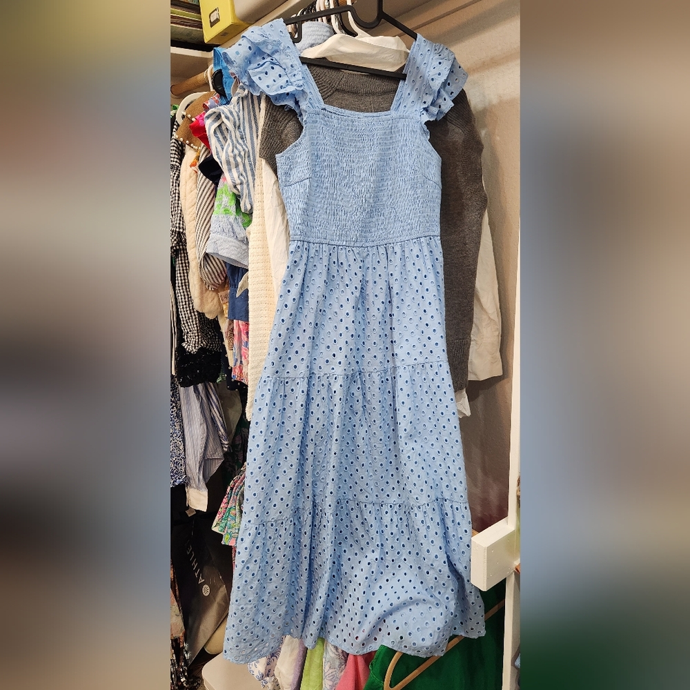 Blue Polka Dot Maxi Dress